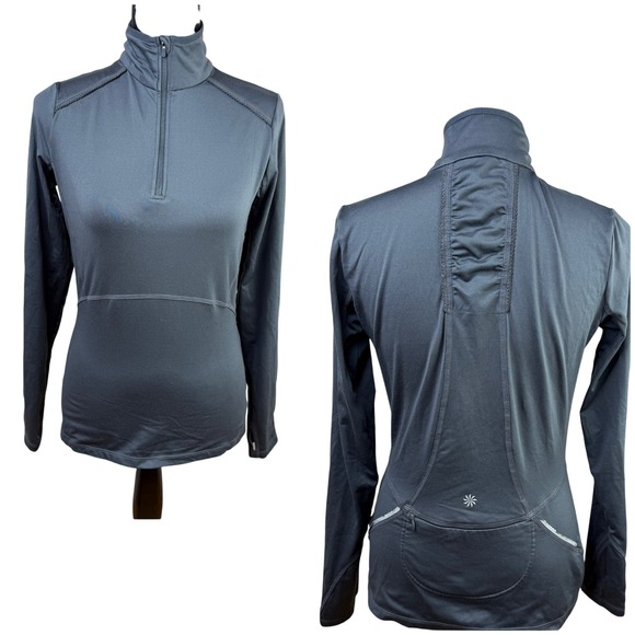 Athleta Quarter Mile 1/4 Zip Pullover Charcoal Gray Size Small - Picture 1 of 10